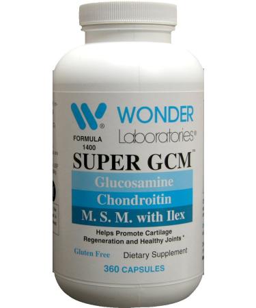 Wonder Labs Super GCM Formula 1400 Glucosamine and Chondroitin MSM Bone Joints and Cartilage Support 360 Capsules