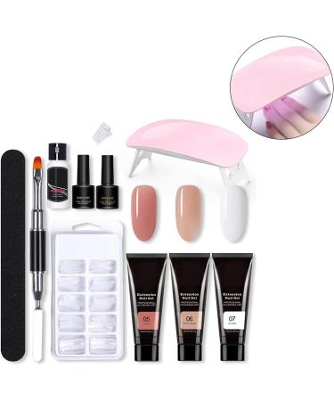 Gonetre Nail Extension Gel Kit Professional Beautiful Gel Nail Polish Tool Set with Light - Buy Online on GoSupps.com