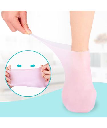 Silicone Moisturizing Socks Women Foot Spa Pedicure Silicone Socks Foot Mask Exfoliating Beach Protective Gel Socks Anti Slip Aloe Socks for Dry Cracked Feet Calluses Foot Care (Pink) - Buy Online on GoSupps.com