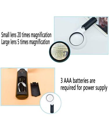 Handheld Magnifying Glass Double-Layer Magnifying Glass Reading Newspaper Magnifying Glass Visual Aid with 5X20X Magnifying Glass for The Elderly with Children Reading with Led Good Times - Buy Online on GoSupps.com