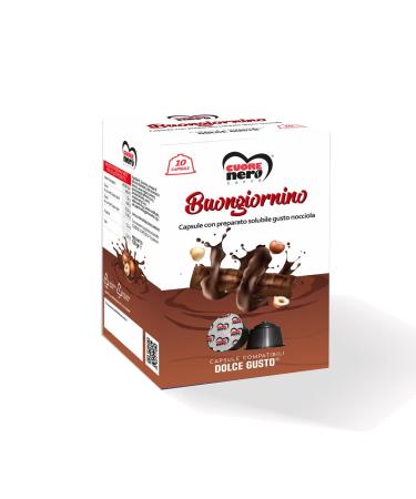 CUORE NERO CAFFE Black Heart Coffee - BUONGIORNINO Capsule Compatible with Dolce Gusto Coffee Machines with Nescaf Coffee Machines 13G Caffe Dolce Gusto Capsule 130G (Buonornino 10 Capsule)