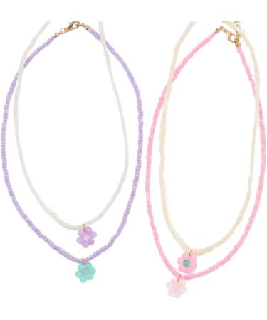 Shop Oralgos 4 Colorful Rocailles Pearl Flower Choker Necklace | Adjustable Handmade Jewelry for Women & Girls - Buy Online on GoSupps.com