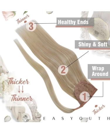 Easyouth Highlight Blonde Ponytail Extension 18 Inch Human Hair Wrap Around Clip in Ponytail - 80g, 45cm - Real Hair 4-Pony #16P22(#16P24) - Buy Online on GoSupps.com