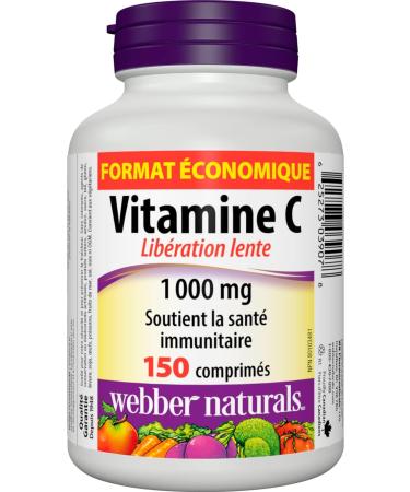 Webber Naturals Digestive Enzymes 90 Tablets Digestive Support Vegan & Vitamin C Timed Release 1000 mg 150 Tablets For Bones Teeth Immune and Antioxidant Health - Buy Online on GoSupps.com