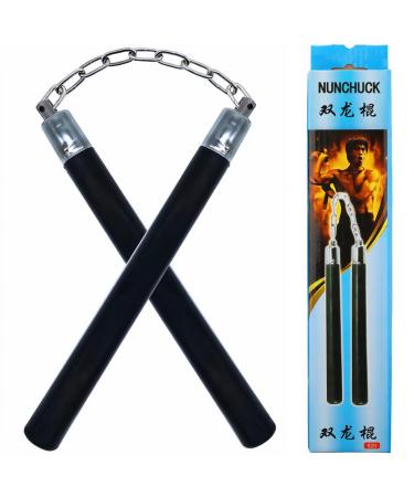 Nunchucks, Safe Solid Rubber Training Nunchucks/Nunchakus with Steel Chain for Beginners, Adults and Professional Perform, Practice, Exercise