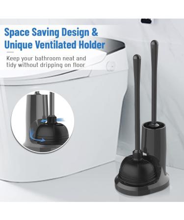 Uptronic Toilet Plunger & Brush Set with Holder - 2-in-1 Bathroom Cleaning Combo (Black) | Heavy Duty Bowl Brush with Modern Caddy Stand - Buy Online on GoSupps.com