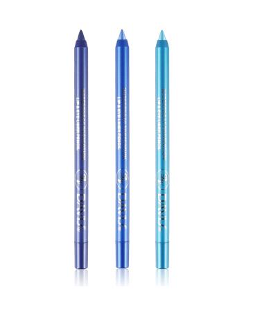 3 PCS Blue Eyeliner Pen Waterproof Matte Eyeliner Pen/Glitter Metallic Eyeliner Pencil Shimmer Highlighter Eye Liner for Women Eye Shadow Pencil  Lip Liner Professional Makeup Set (C)