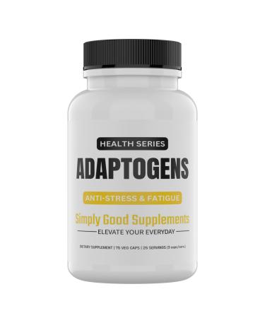 Simply Good Supplements Adaptogens Supplement Blend of Ashwagandha, Rhodiola, Cordyceps, Reishi & Lion s Mane (500mg) Stress Support & Focus 75 Veggie Capsules