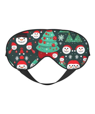 Christmas Tree and Snowman Print Double-Sided Eye Mask Soft and Light Blocking for Enhancing Sleep Quality