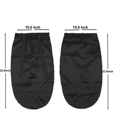 SAYMRE Long Silk Bonnet - 100% Mulberry Silk Sleep Cap for Women | Adjustable Elastic Band | Silk Satin Wrap for Curly Hair & Dreadlocks - Black - Buy Online on GoSupps.com
