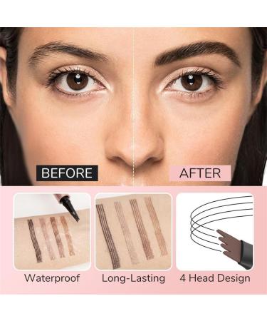 2024 New Magic Eyebrow Pencil - 4 Fork Tip 3D Waterproof Microblading Eyebrow Pencil Contouring Pen Magic Eyebrow Pencil Long-Lasting Natural Fine Stroke Eyebrow Pencil (Dark Brown) - Buy Online on GoSupps.com