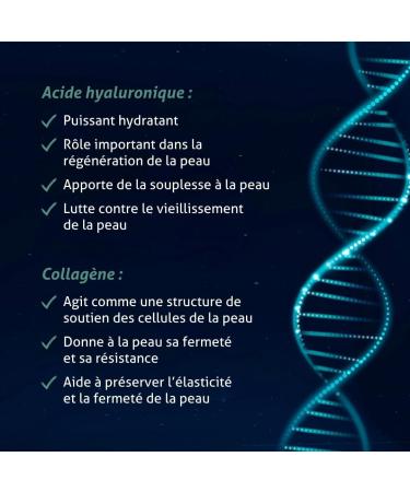 Blanc Bresson - Hyaluronic Acid - Skin Elasticity - Plumping - Anti Age and Anti Wrinkles - Hyaluronic Acid Collagen Vitamin C and E - 1 Month Care - 60 Capsules - Made in France - Buy Online on GoSupps.com