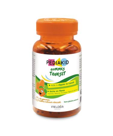 PEDIAKID - Transit Gums - Fruit and Oat supplement - Rich in fiber - Helps regulate intestinal transit - Natural apricot flavor - 60 gummies