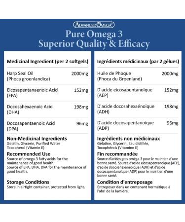 ADVANCED OMEGA Seal Oil 1000MG (300 Count) Canadian Newfoundland Harp Seal Omega-3 Supplement Non-GMO Gluten-free Soy-free and Dairy-free Made in Canada 300 count (Pack of 1) - Buy Online on GoSupps.com