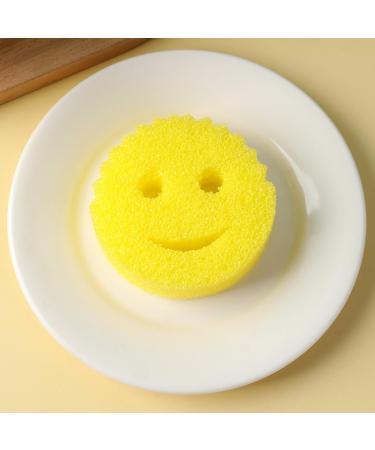 Smiley Face Cleaning Sponge Rub Honeycomb Sponge Home Kitchen Dish Washer Yellow - Soft
