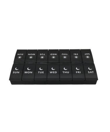 7 Day Weekly Pill AM PM Organizer ShysTech Large Pill Case Pill Box 2 Time A Day for Pills/Medication/Supplements/Vitamin (Black)