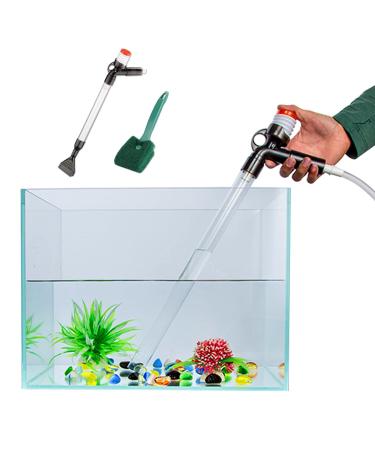 PULACO Aquarium Gravel Cleaner, New Quick Water Changer with Air-Pressing Button, Fish Tank Sand Cleaner Kit with Free Aquarium Brush