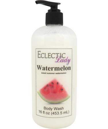 Eclectic Lady Liquid Pearl Body Wash - Watermelon Scent 3-in-1 Use For Bubble Bath Hand Soap & Body Wash Phthalate-Free Watermelon Fragrance Handcrafted in USA (16 oz) 16 Fl Oz (Pack of 1)