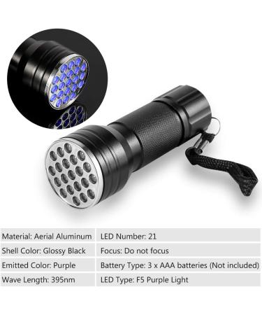 Yosoo Health Gear ET-A5386 UV Torch Ultraviolet Flashlight Portable Torch Lamp 21 LED Blacklight UV Flashlight Torch for Pet Urine Detector Find Stains on Clothes Carpet Rugs Floor - Buy Online on GoSupps.com
