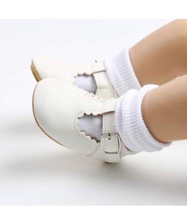 Baby Girls Mary Jane First Walking Shoes | Anti-Slip PU Leather Princess Shoes | Infant Baby Shoes 12-18 Months - D White - Buy Online on GoSupps.com