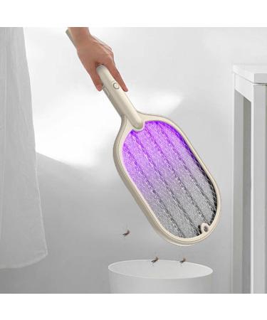 Electric Fly Swatter | 3000V Electric Indoor UV Light 2 in 1 Inhaled Photocatalyst Fly LED Lamp with 3-Layer Safety Mesh (Beige) - Buy Online on GoSupps.com