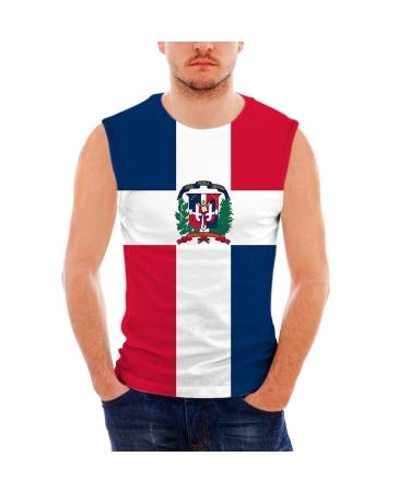 CHINEIN Mens Basic Solid Tank Top Jersey Casual Shirts Boys Dominican Republic Flag Small White