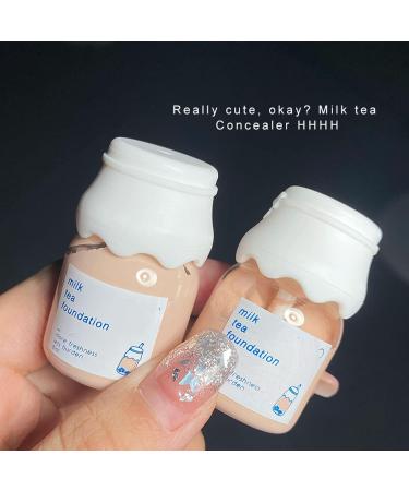 2Pcs Milk Tea Foundation Concealer Matte Foundation Cream Concealer Dark Circles Spots Acne Marks Lasting Waterproof Facial Cosmetics (Natural Color) - Buy Online on GoSupps.com