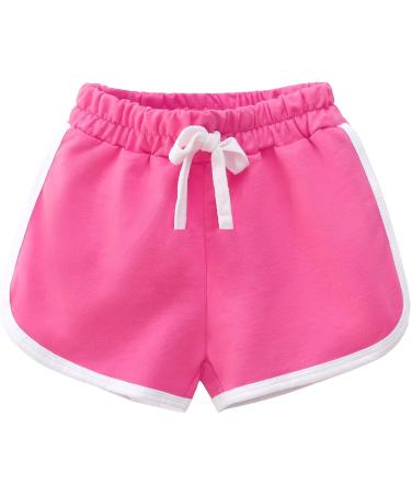 3 Pack Little Big Girls Running Athletic Cotton Shorts - Toddler Kids Workout Dance Dolphin Short Set | Rose Red, Purple, Green (4T) - Buy Online on GoSupps.com