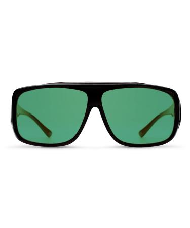 MigraLens OverView Fit-Over Glasses for Migraine Relief | Large | Outdoors and Computer Screens | Unisex | Green Lenses
