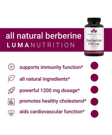 Berberine Supplement 1200mg - HCI Plus - 60 Capsules - Buy Online on GoSupps.com