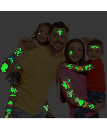 Cerlaza 220 Styles Luminous Temporary Tattoos for Kids - Unicorn, Dinosaurs, Pirate, Space, Mermaid Stickers - Party Favors for Boys & Girls - 20 Sheets - Buy Online on GoSupps.com