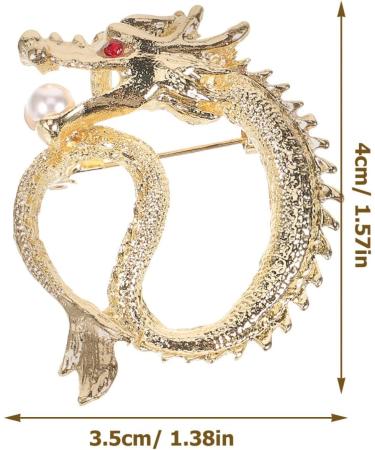 Chinese Style Dragon Brooch - Abaodam Zodiac Sign Jewelry in Durable Alloy Metal - Buy Online on GoSupps.com