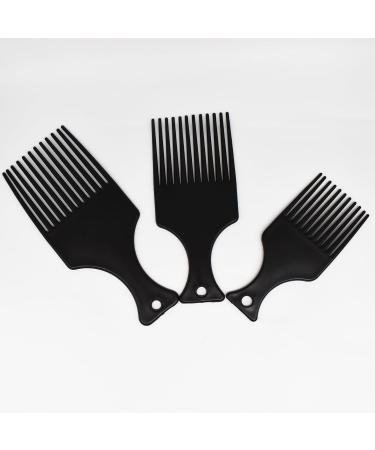 3 Pieces Afro Hair Pick Comb Smooth & Sturdy Wide Tooth Hair Pick Comb Plastic Hairdressing Styling Tool for Natural Curly Hair Style Black - Buy Online on GoSupps.com