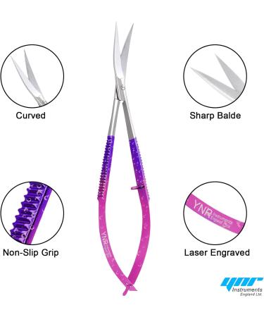 Facial Hair Scissors-Eyebrow Trimmer-Grooming Scissors for Eyebrow Shaping Ear Nose Nostril Hair & Moustache (Pink/Purple Curved) - Buy Online on GoSupps.com