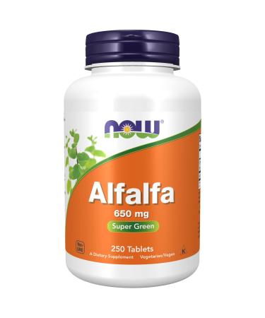 NOW Supplements, Alfalfa 650 mg source of Vitamin K, Green Superfoods, 250 Tablets