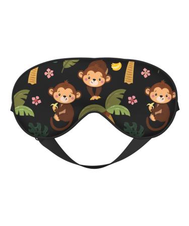 Monkeys Swinging from Palms Sleep Mask Adjustable Double -Sided Eye Mask Soft Sleeping Eye Covers for Sleeping Perfect Shading Reduce Eye Edema