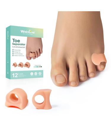 Welnove Toe Separator for Overlapping Toes - Toe Spacers for Bunions - Toe Corrector for Hammer Toes Realign Crooked Toes - Preventing Rubbing Relieve Pressure (Small Size 6 Pack)