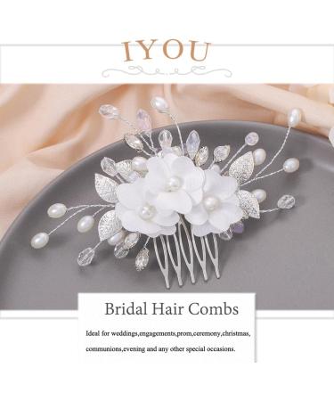 IYOU Princess Wedding Hair Combs White Flower Headpiece Pearl Bridal First Communion Hair Accessories for Girls - Buy Online on GoSupps.com
