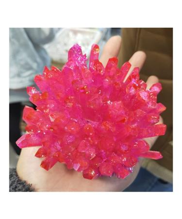 Electroplate red Aura Quartz Crystal Cluster with Rainbow Light Natural Stone and for Home kaixun
