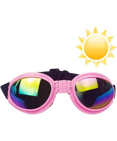 Luckxing Glasses for Dogs | Cat & Dog Barrel Glasses for Medium Dogs | Windproof Soft Eye Protection - Pink - Buy Online on GoSupps.com