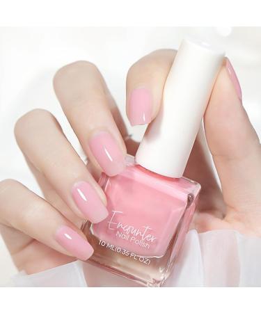 Pink Nail Polish Nude Pink Nail Varnish Long Lasting & Highly Pigmented Nail Polish Peel off Pink Nail Gel No Need Cure Water Based Quick Dry Nail Polish for DIY Nail Art Home