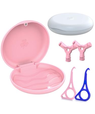 Dnom dose 2x braces box spanging box bite can prosthetic box prosthesis box protes container with 2x aligner distance tool 2y aligner Chewies store for dentures pink+white - Buy Online on GoSupps.com