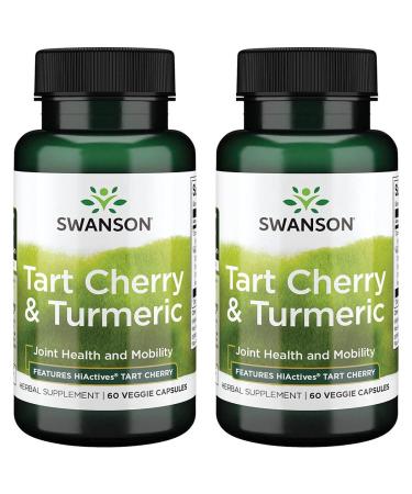 Swanson Hiactives Tart Cherry & Turmeric 60 Veg Capsules (2 Pack)