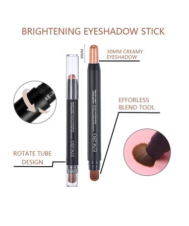 VolksRose 6Pcs Shimmer Eyeshadow Stick Set with Soft Brush - Waterproof & Long Lasting Eye Makeup Set for Brightening & Sparkling Eyes - Buy Online on GoSupps.com