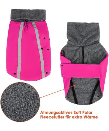 Buy Slowton Winter Dog Coat - Warm Waterproof Jacket with Turtleneck Scarf for Small & Medium Dogs - Reflective Stripes - XL Rose Red - Buy Online on GoSupps.com