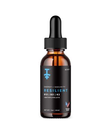 Protekt Resilient Liquid Vitamin B12 D3 K2-30 ml - Tincture Formula with Methylfolate - Energy Supplement for Faster Recovery Supported Sleep and Mood - Natural Berry Flavor - Made in The USA