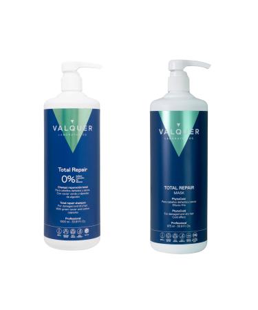 Valquer Professional Pack Shampoo + Total Repair Mask Ice Effect (1L 2 Units). Salt-free silicone-free and sulfate-free. Damaged and dry hair.
