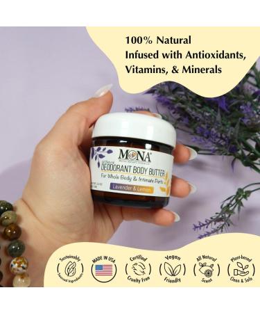 MONA BRANDS All Natural Deodorant Body Butter for Whole Body & Intimate Parts | Deodorant Cream for Women Men and Teens | Aluminum Free | Lavender & Lemon 2 oz Lavender & Lemon 2 Ounce (Pack of 1) - Buy Online on GoSupps.com