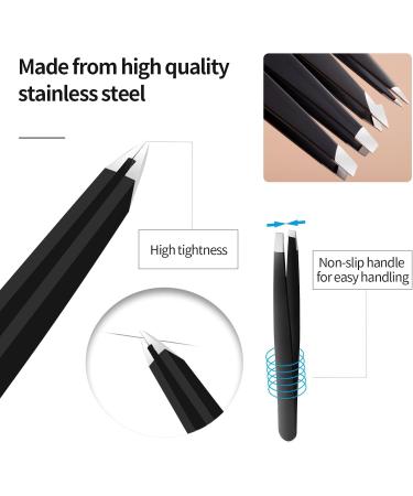 Eywrews 5-Piece Precision Tweezers Set for Eyebrows | High-Quality Sloping & Fine Point Tweezers & Scissors - Perfect for Perfectly Shaped Brows - Buy Online on GoSupps.com