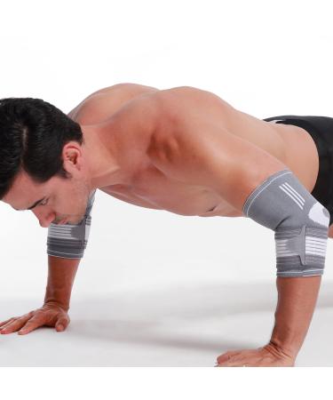 Neotech Care Elbow Brace Support Sleeve - Adjustable Compression Strap - Gray - Size M 1 Pair - Buy Online on GoSupps.com